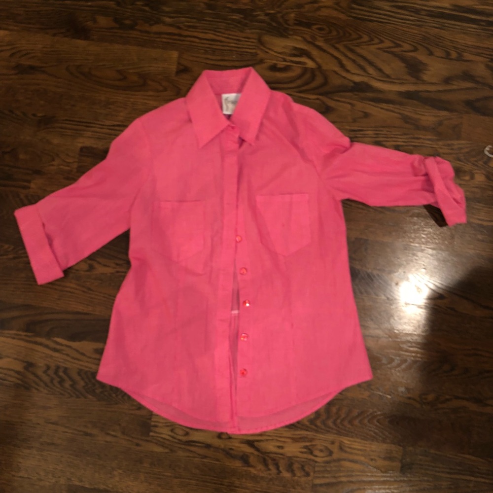 EUC Finley Pink and white gingham 3/4 sleeve